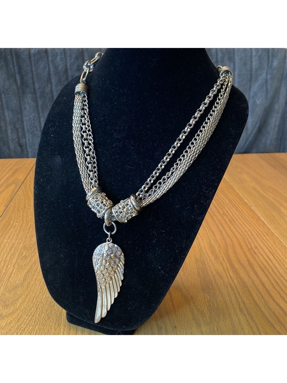 Silver Angel Wing with Rhinestones. - Picture 2 of 4